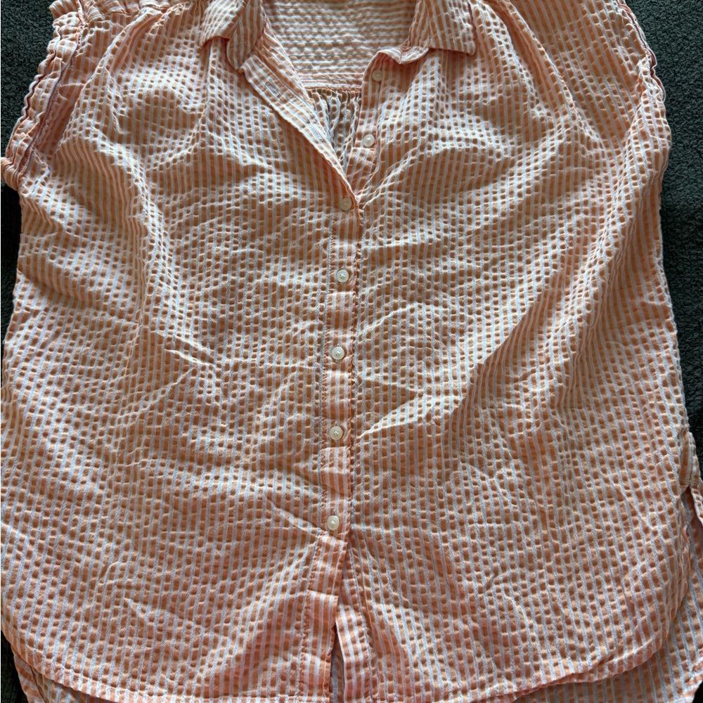 LOFT Orange and White Striped Top